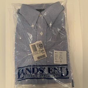 NWT Lands' End Men's Classic Blue Button Down Shirt